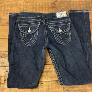 Women’s true religion dark blue denim skinny jeans size 28